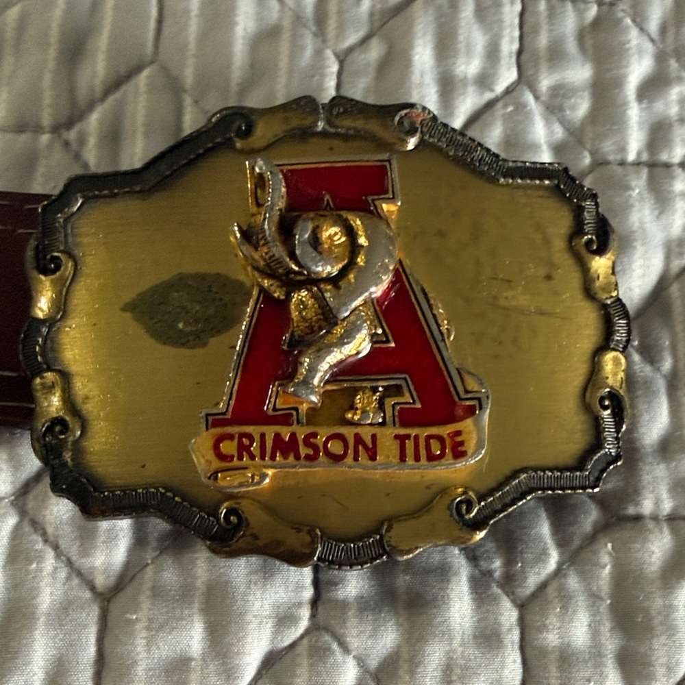 Crimson Tide A Logo Belt Buckle - Gold & Red
